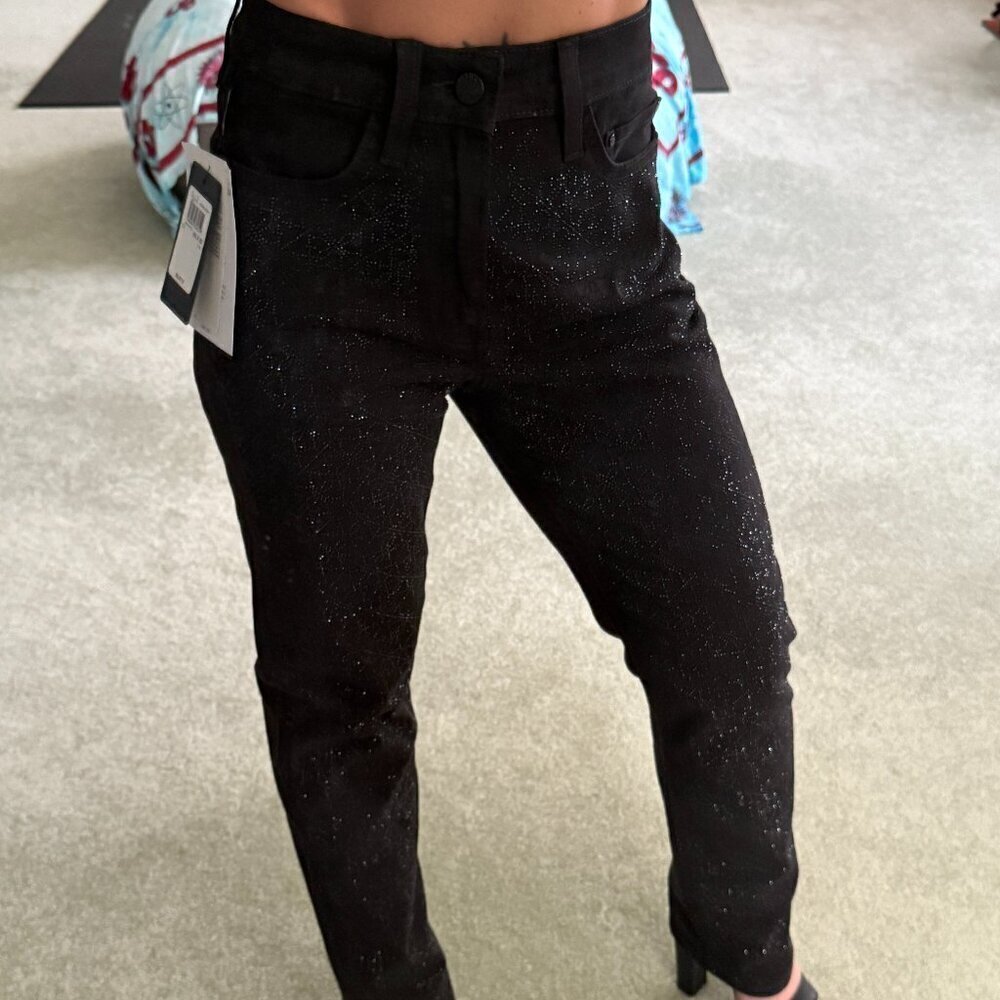Guess Black Rhinestone High Rise Jeans Size 25 Waist Brand New with Tags